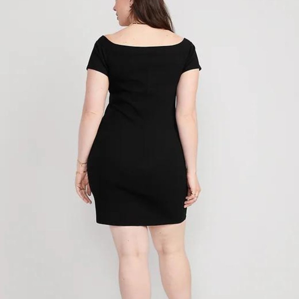 NWT Old Navy Fitted Off-The-Shoulder Rib-Knit Mini Dress for Women - Picture 4 of 6